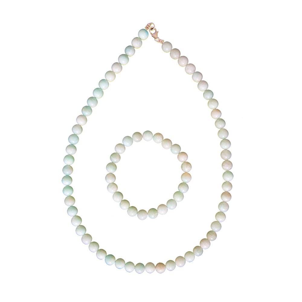 parure amazonite pierres boules 8mm