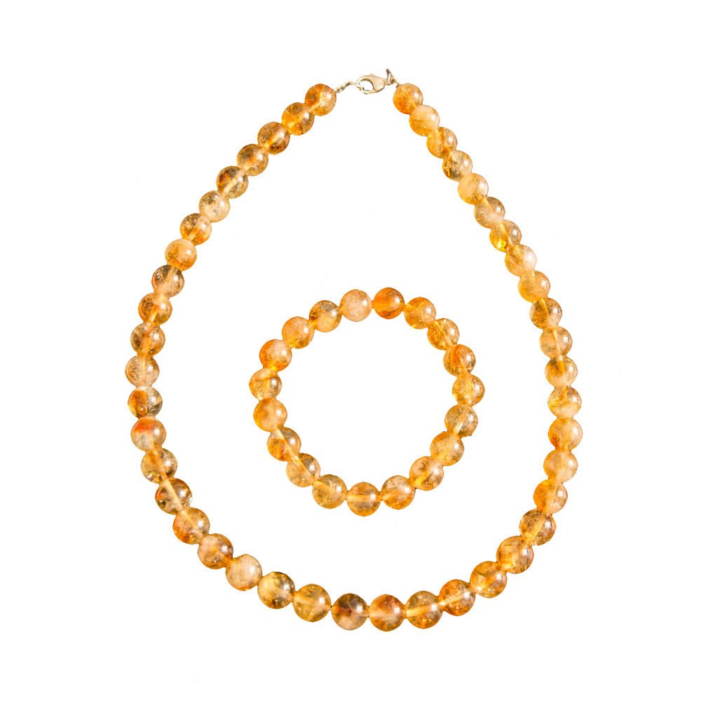 parure citrine pierres boules 10mm