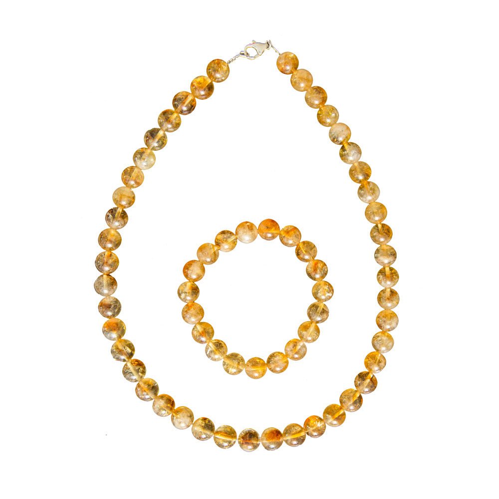 parure citrine pierres boules 10mm