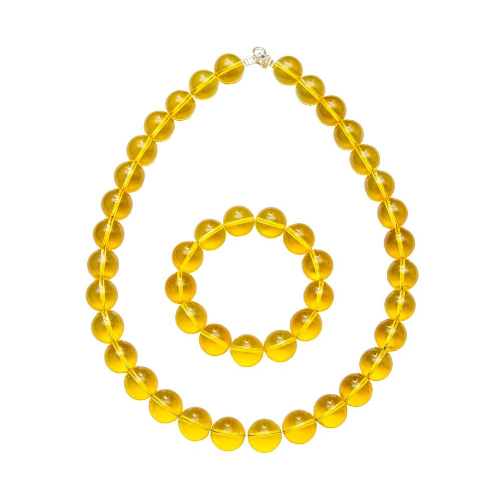 parure citrine pierres boules 14mm