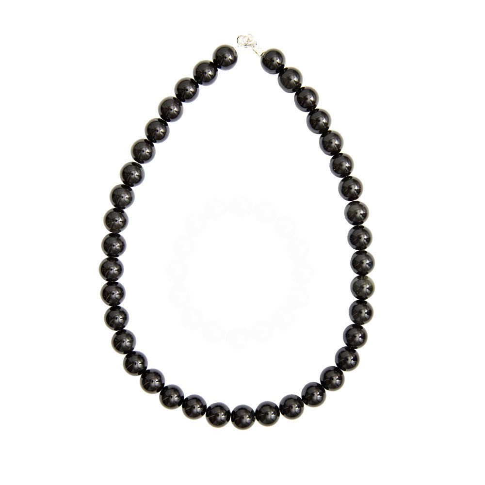 collar agata negra piedras bolas 12mm