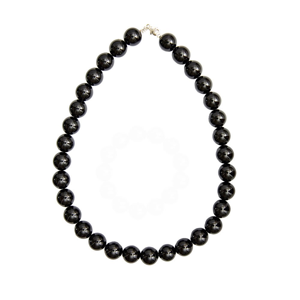 collar agata negra piedras bolas 14mm