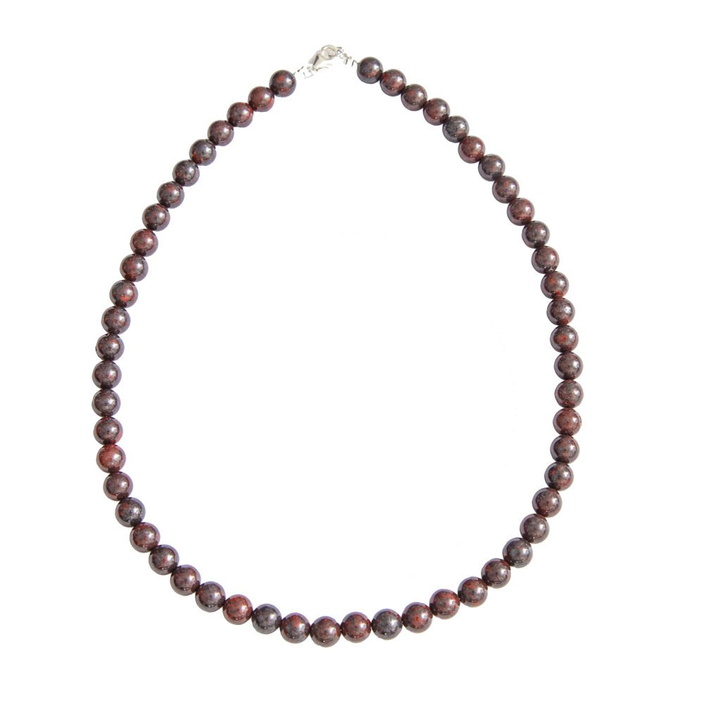 collier jaspe bréchique pierres boules 8mm