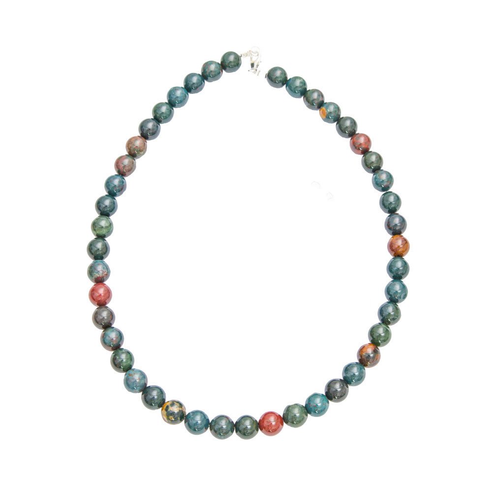 collier jaspe héliotrope pierres boules 10mm