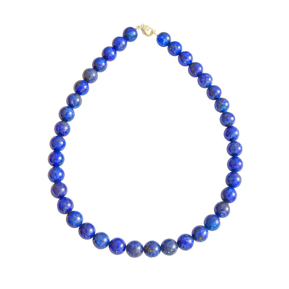 collier lapis lazuli pierres boules 12mm