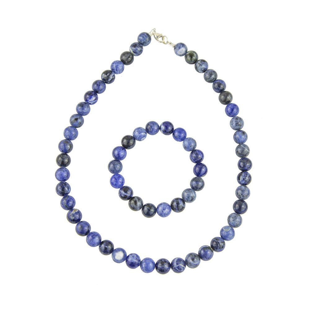 parure sodalite pierres boules 10mm