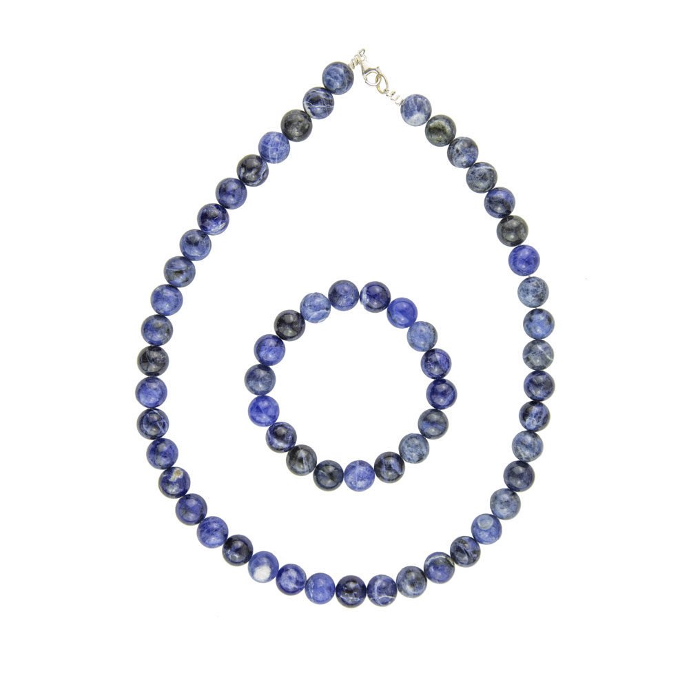 parure sodalite pierres boules 10mm