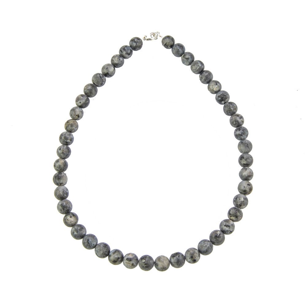 collier larvikite pierres boules 10mm