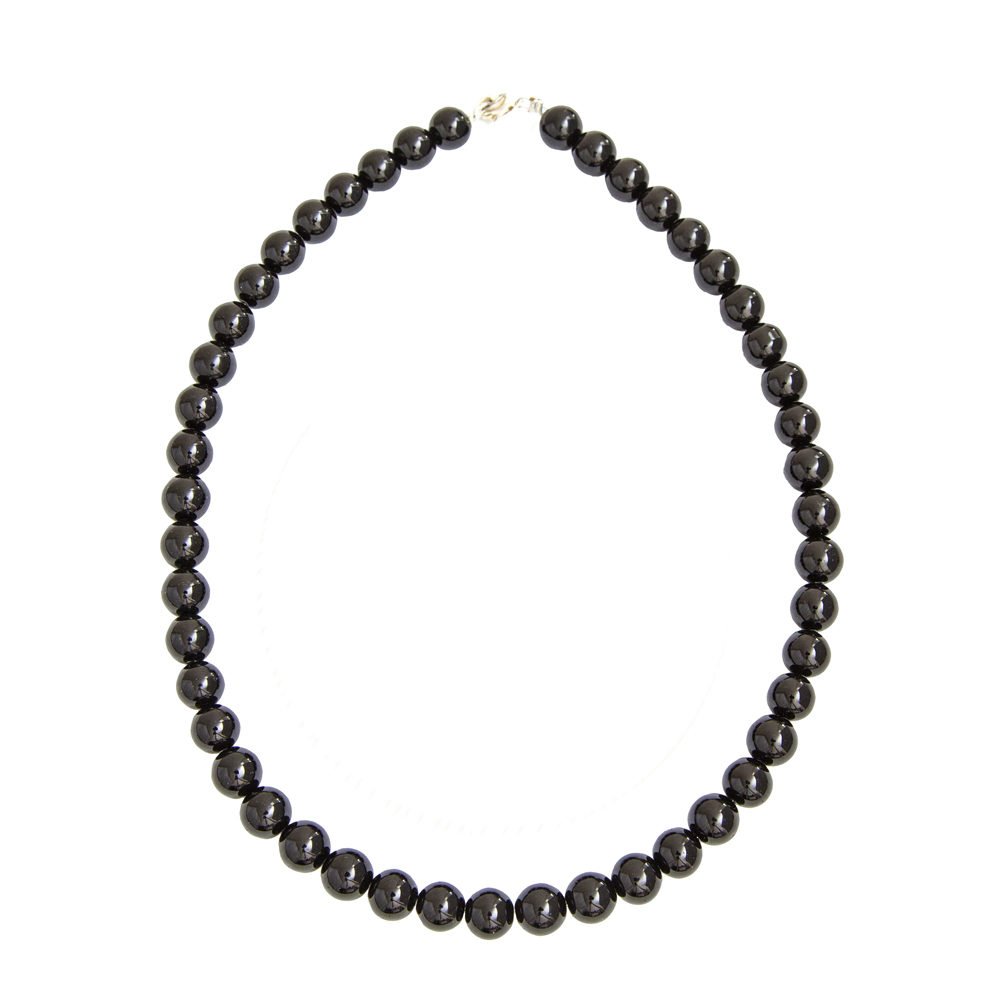 collar obsidiana negra piedras bolas 10mm