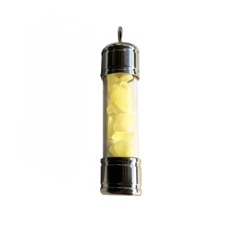 pendentif calcite jaune tube