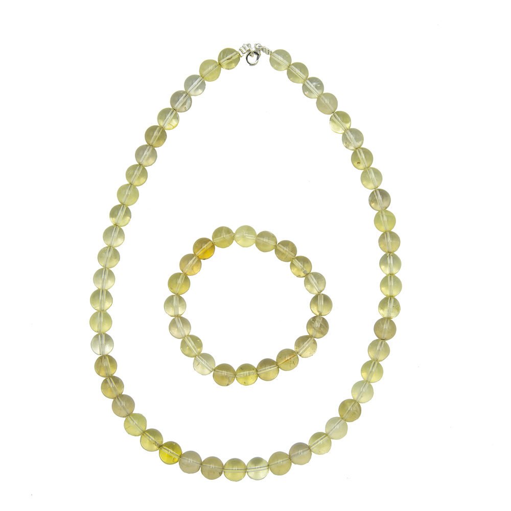 parure topaze citron pierres boules 10mm