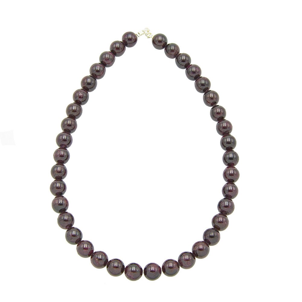 collier grenat pierres boules 12mm