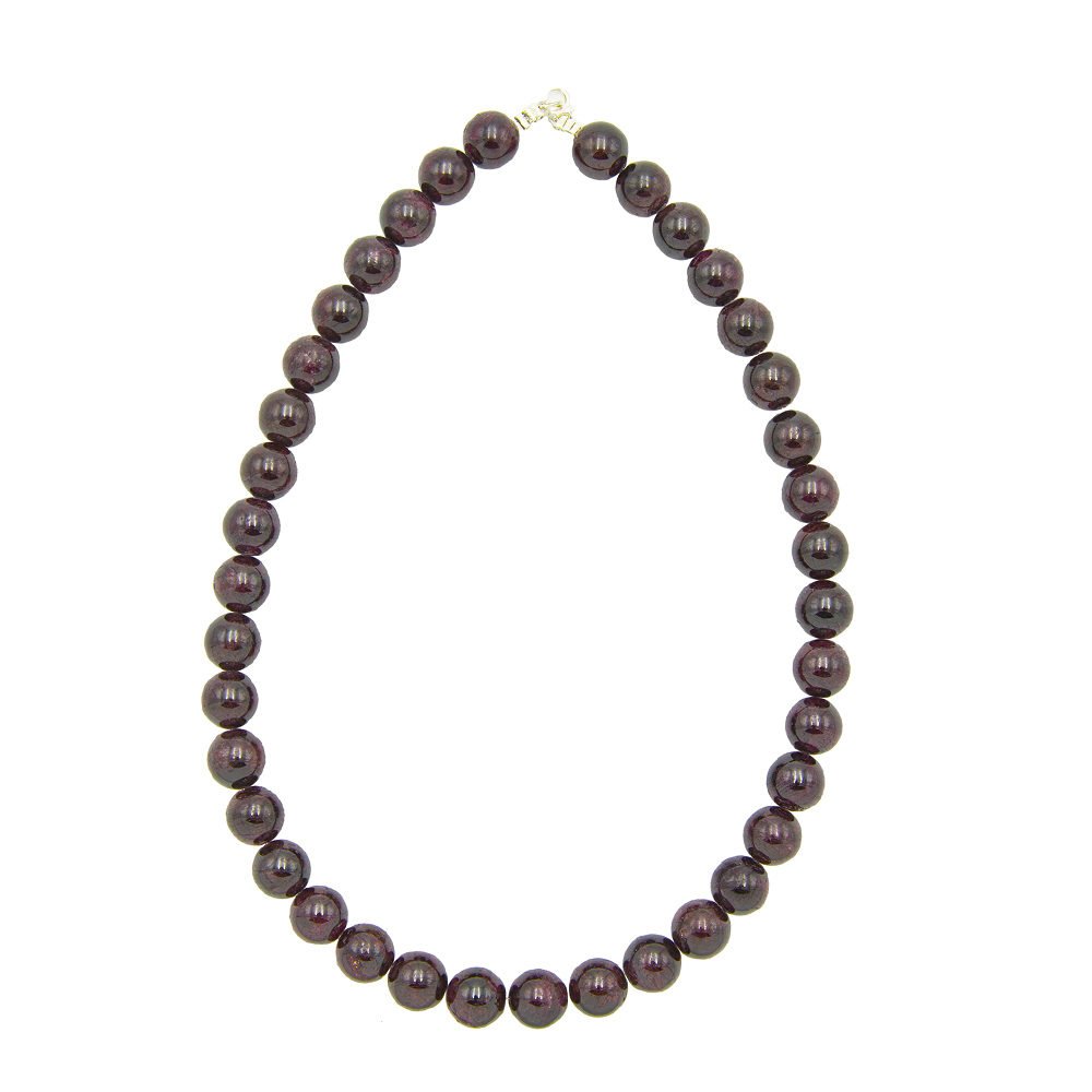 collier grenat pierres boules 12mm