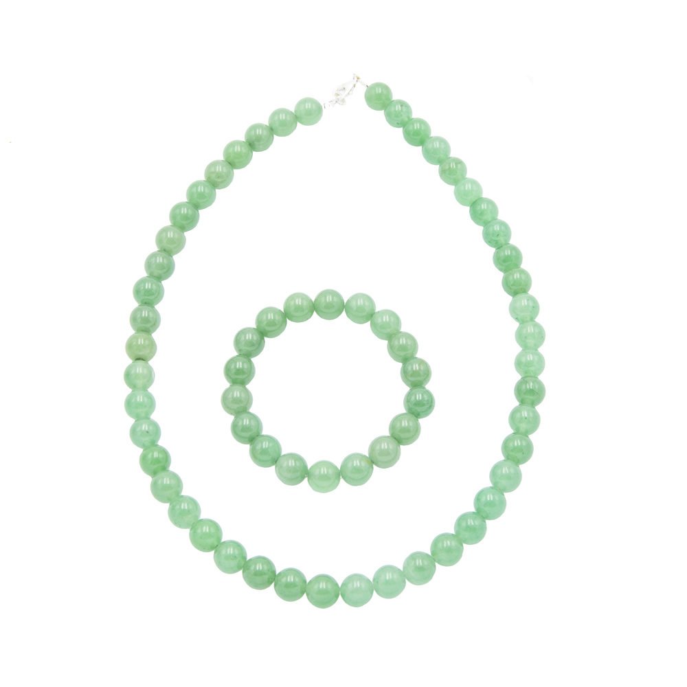 parure aventurine pierres boules 10mm