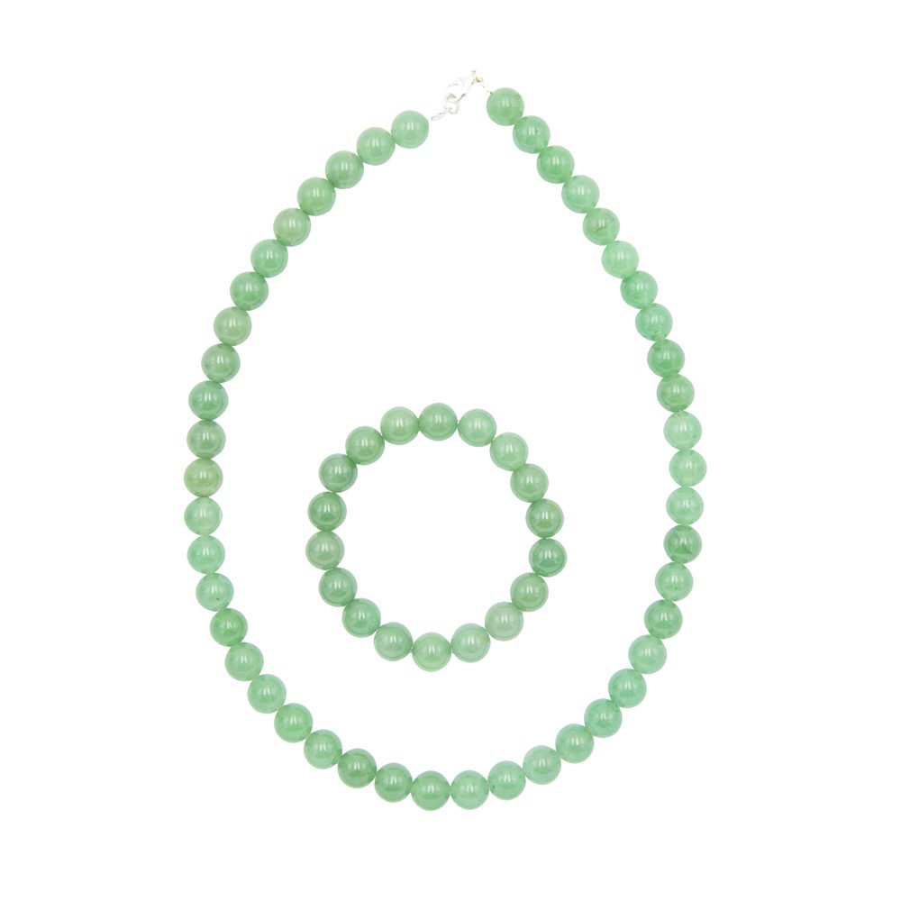 parure aventurine pierres boules 10mm