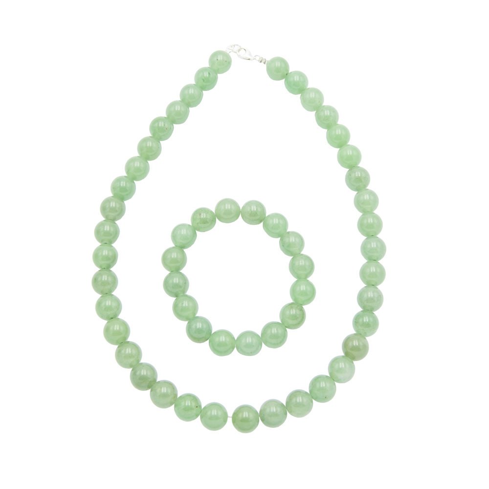 parure aventurine pierres boules 12mm