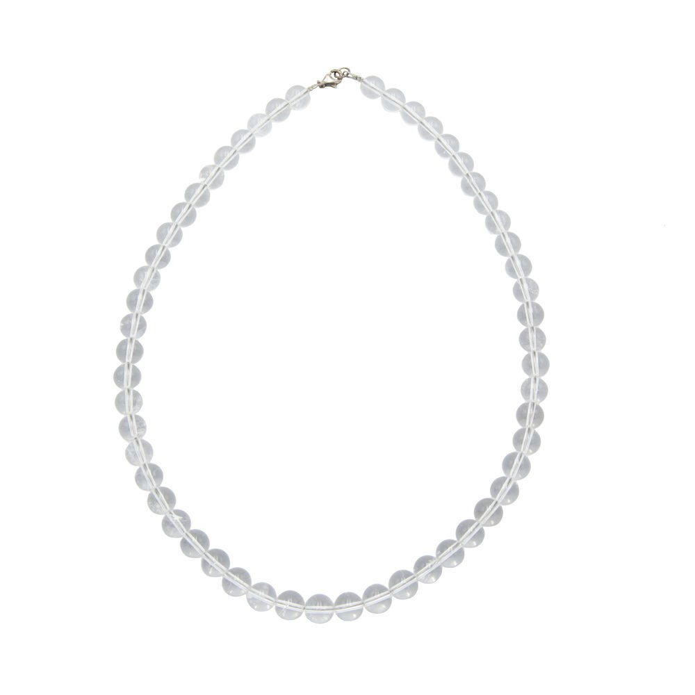 collier cristal de roche pierres boules 8mm