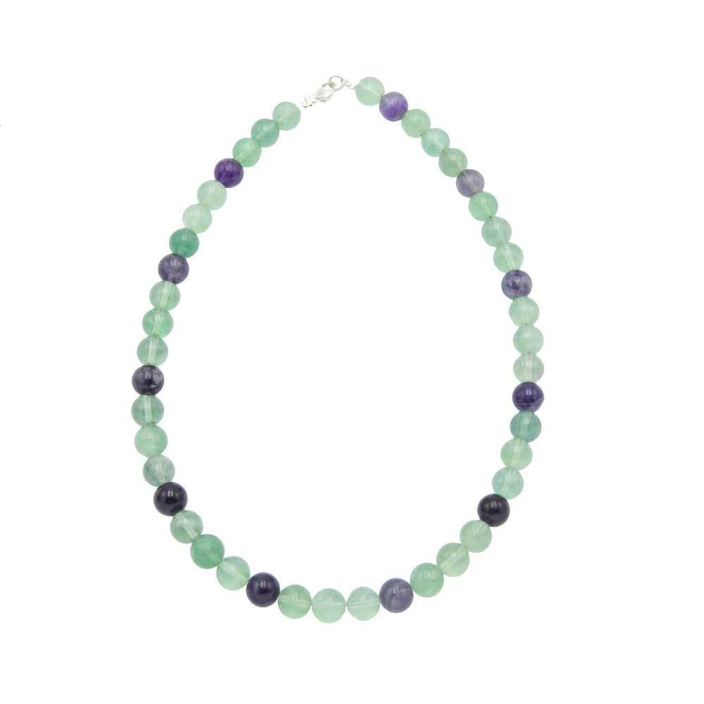 collier fluorite multicolore pierres boules 10mm