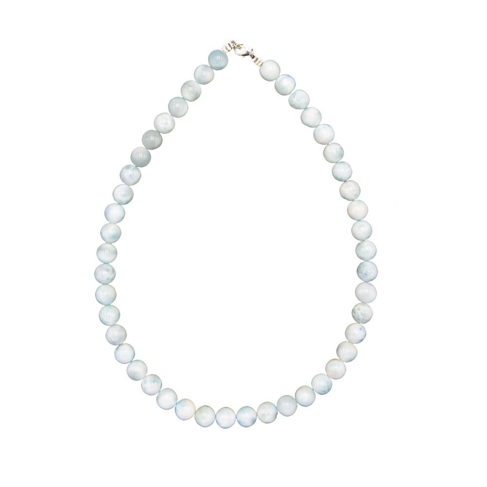 collier larimar pierres boules 10mm