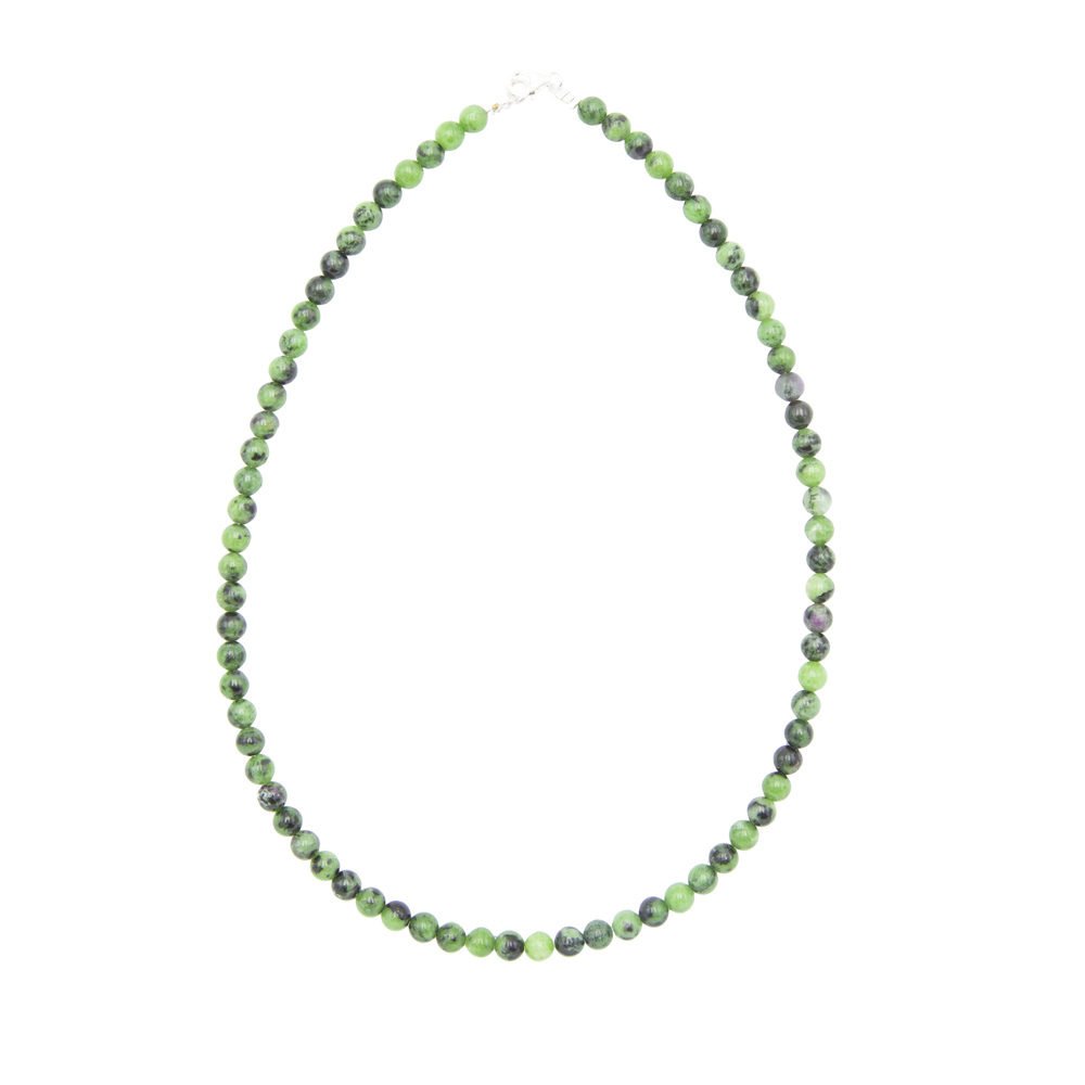 collier rubis sur zoisite pierres boules 6mm