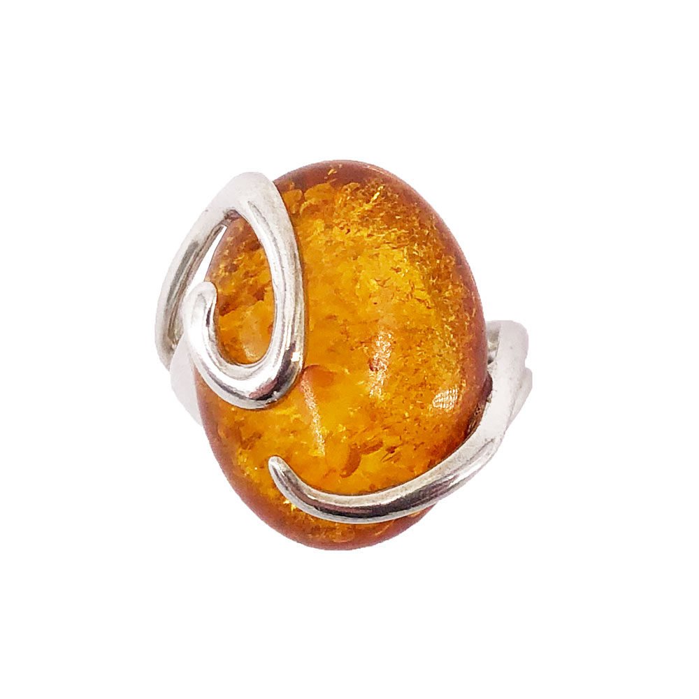 bague ambre argent