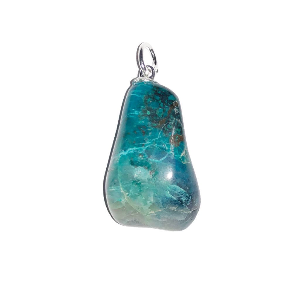 pendentif chrysocolle foncée pierre roulée