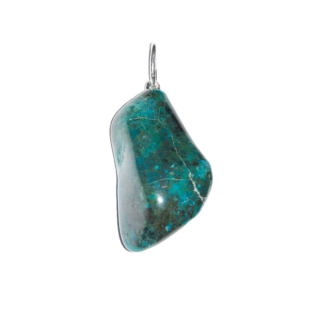 pendentif chrysocolle foncée pierre roulée