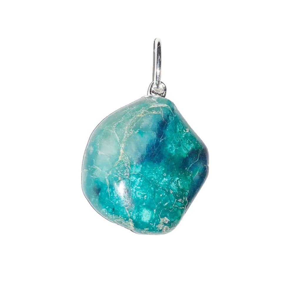 pendentif chrysocolle foncée pierre roulée