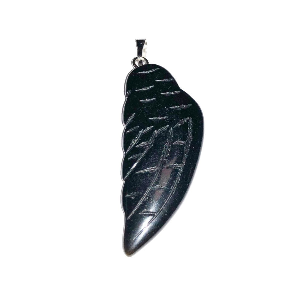 pendentif agate noire aile d'ange