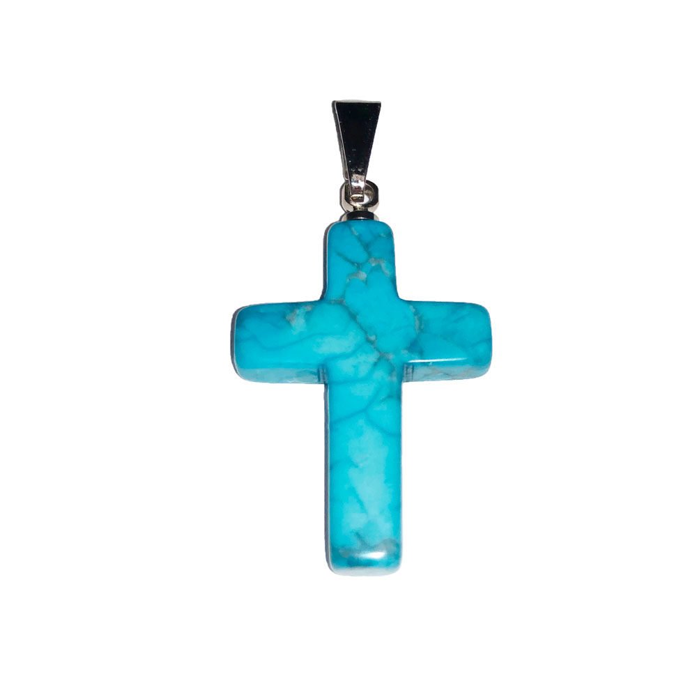 pendentif howlite bleue croix