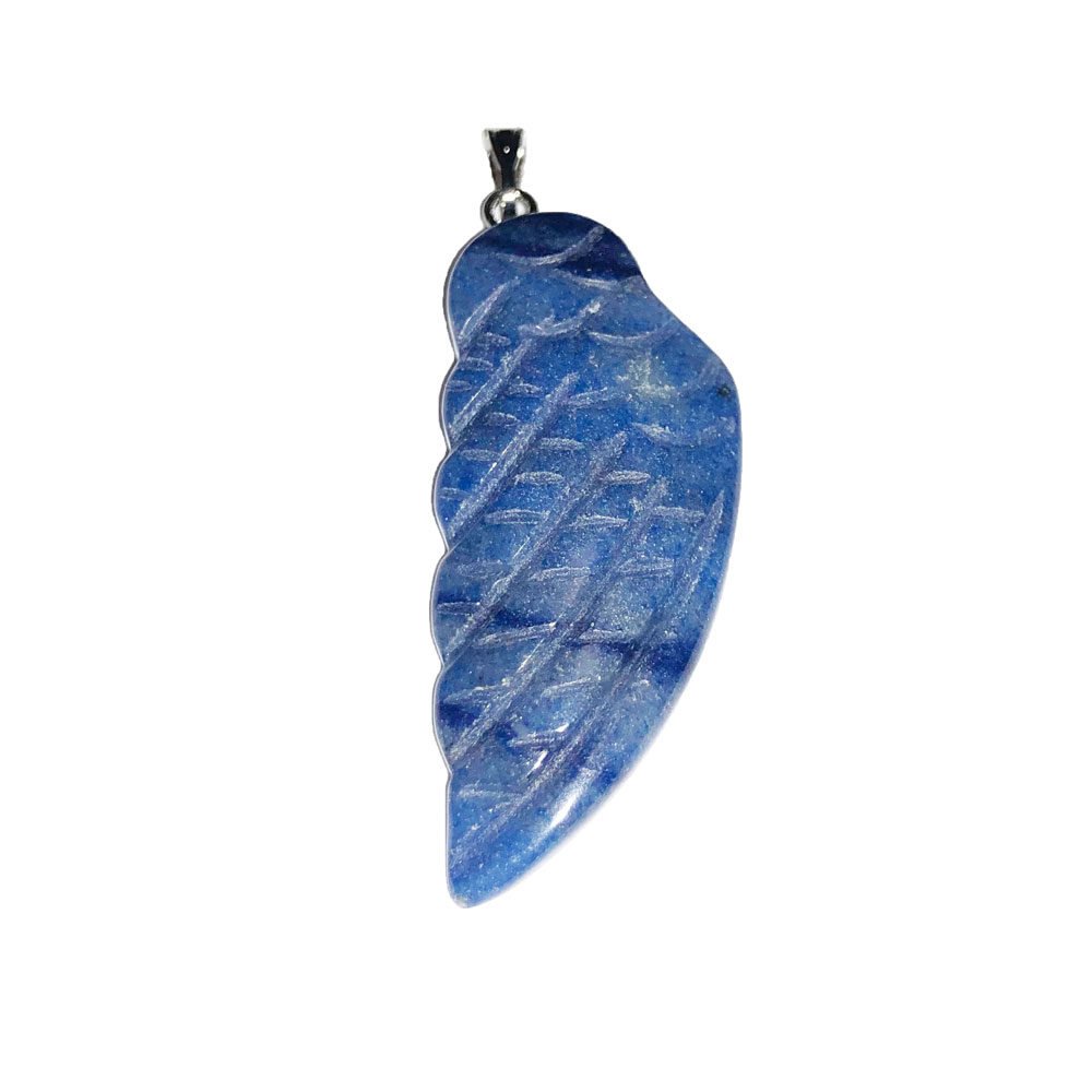 pendentif quarte bleu aile d'ange