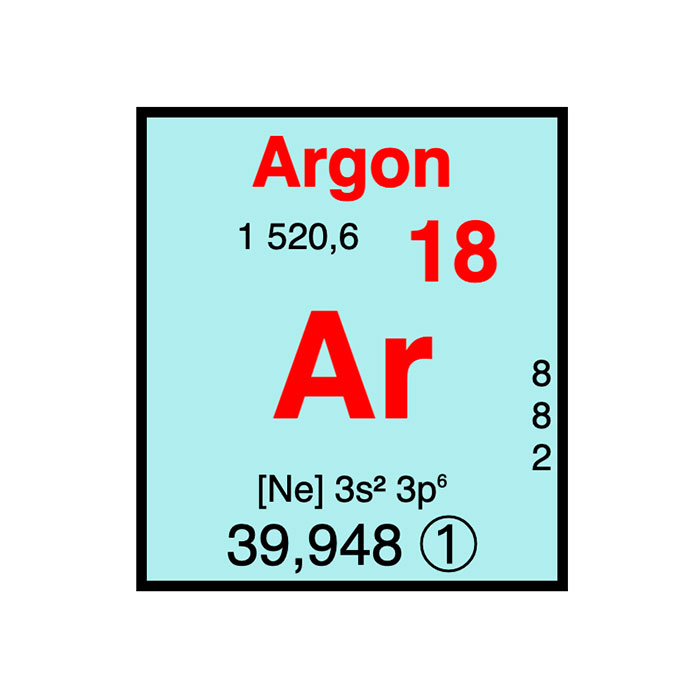 Argon - Élément atomique n°18 - Symbole Ar - France Minéraux