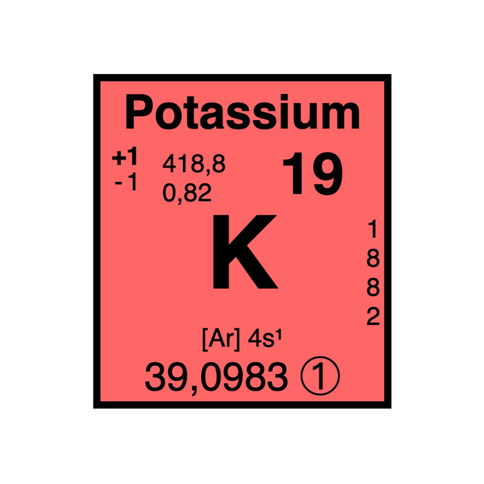 Potassium - Élément atomique n°19 - Symbole K - France Minéraux