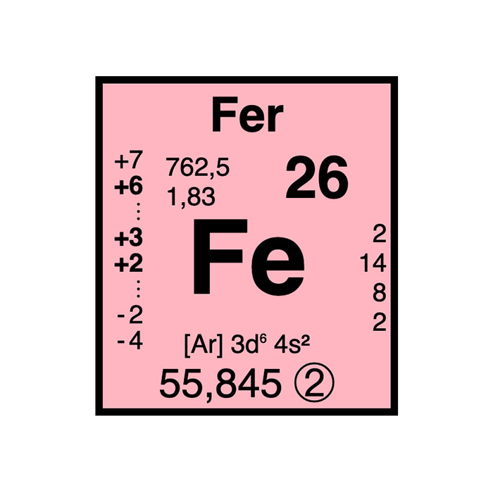 Fer - Élément atomique n°26 - Symbole Fe - France Minéraux