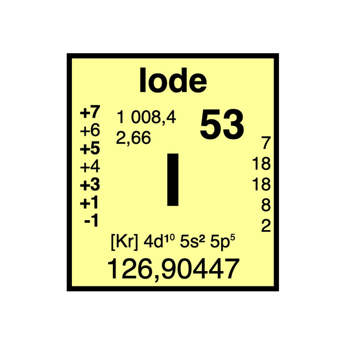 Iode - Élément atomique n°53 - Symbole I - France Minéraux